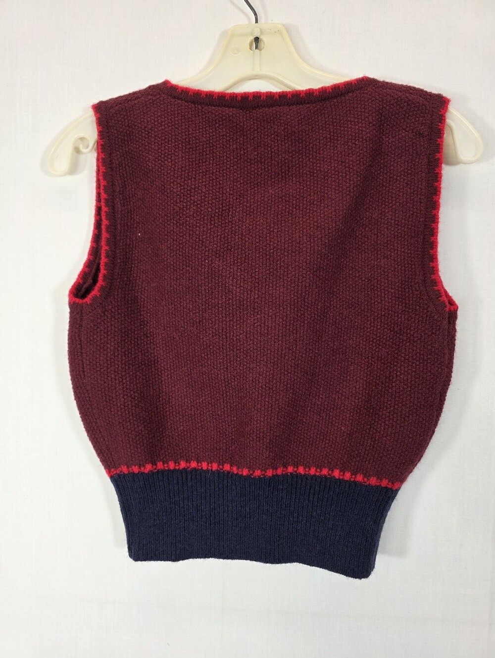 Cider Mushroom Snail Embroidered Knit Sweater Vest Burgundy Navy Small Cottageco - Picture 5 of 9